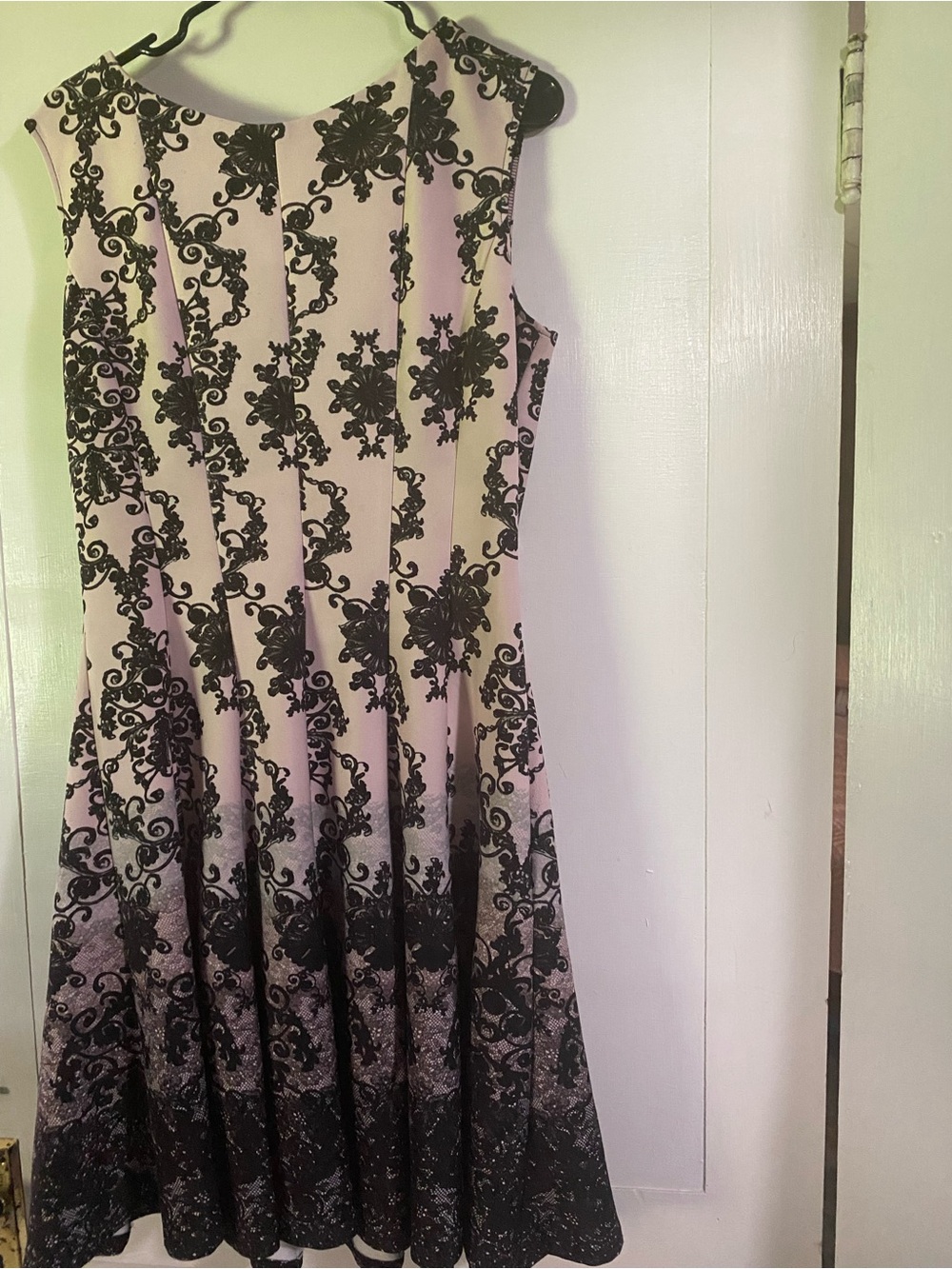 Danny & Nicole Black Floral Print on Blush Dress